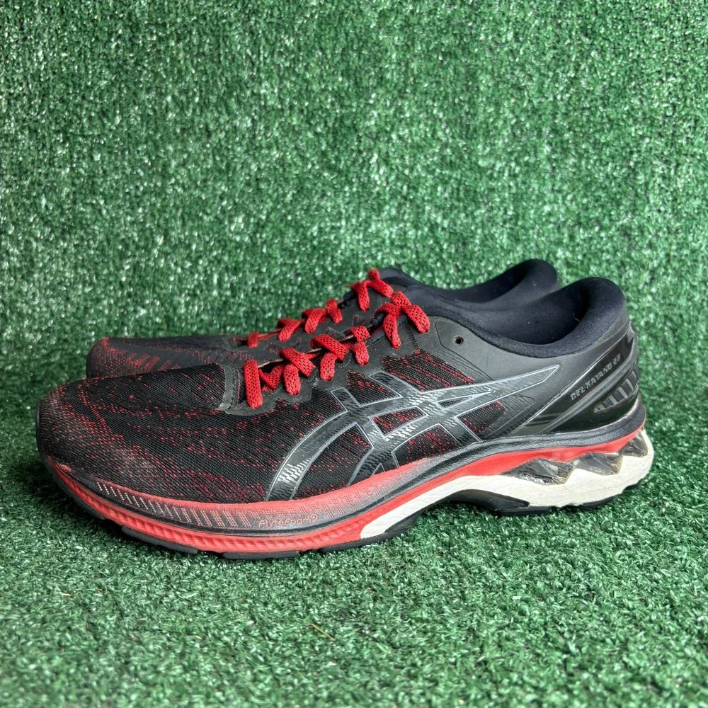 ASICS GEL-Kayano 27 FlyteFoam Running Athletic Sneaker Black Red Mens Size 9.5